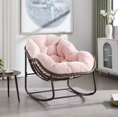 MALO – Fauteuil Papasan à Bascule en Velours Côtelé XXL