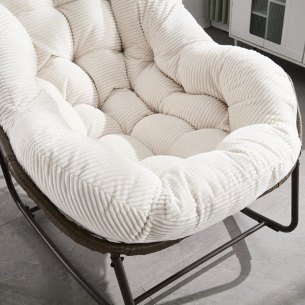 MALO – Fauteuil Papasan à Bascule en Velours Côtelé XXL