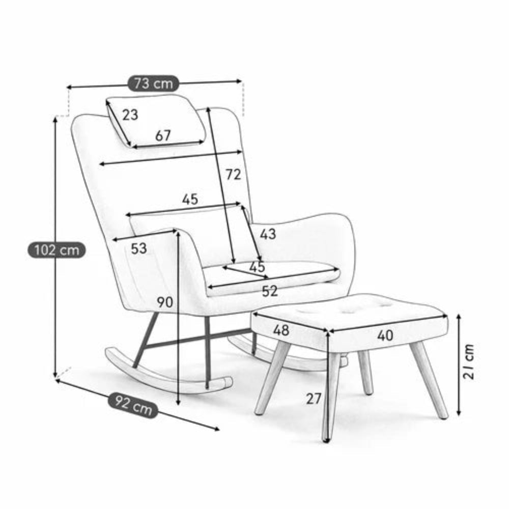 AMMA – Fauteuil à Bascule Ergonomique en Velours & Soutien Lombaire