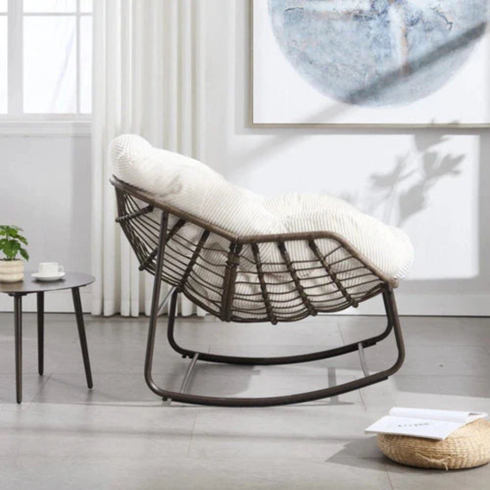 MALO – Fauteuil Papasan à Bascule en Velours Côtelé XXL