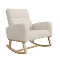 SVEN – Fauteuil à Bascule Scandinave Bouclette & Bois Clair