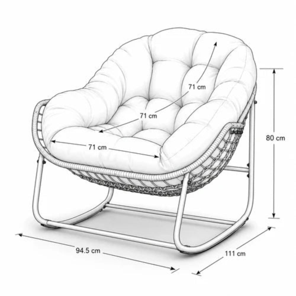MALO – Fauteuil Papasan à Bascule en Velours Côtelé XXL