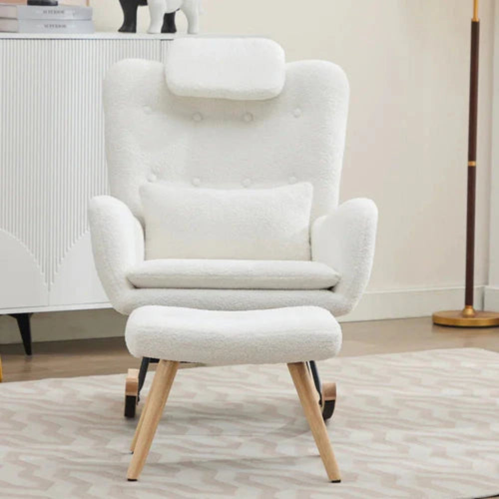 AMMA – Fauteuil à Bascule Ergonomique en Velours & Soutien Lombaire