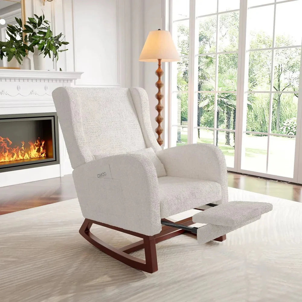 BERGEN – Pack Rocking Chair Bouclette & Son Repose-Pieds Assorti