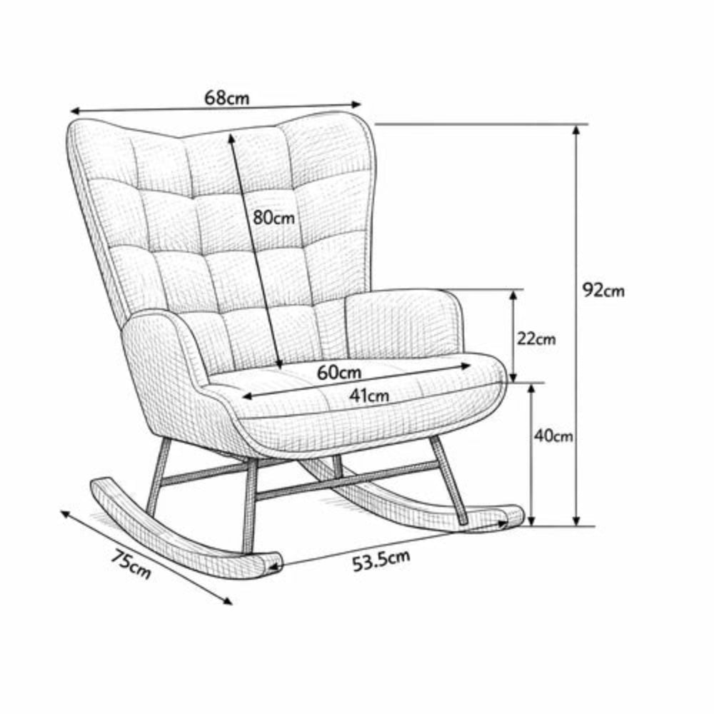 LUNA – Rocking Chair Cocooning en Tissu Teddy Rose & Bois Massif