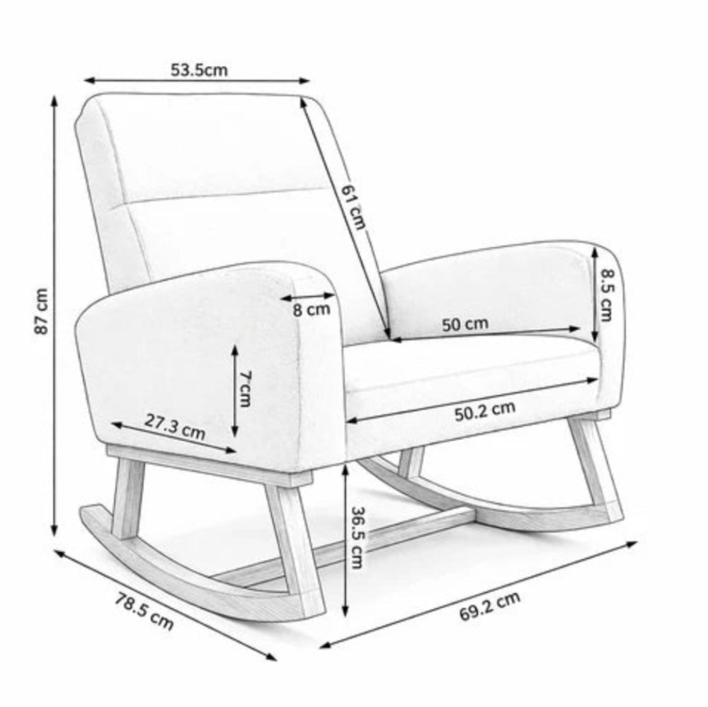 SVEN – Fauteuil à Bascule Scandinave Bouclette & Bois Clair