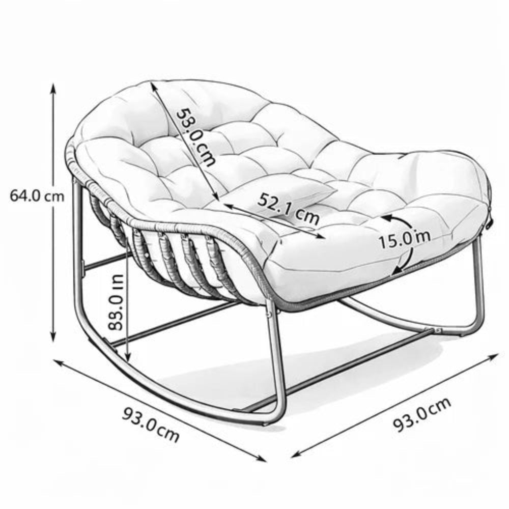 MAHÉ – Fauteuil à Bascule XL en Rotin Naturel Tressé