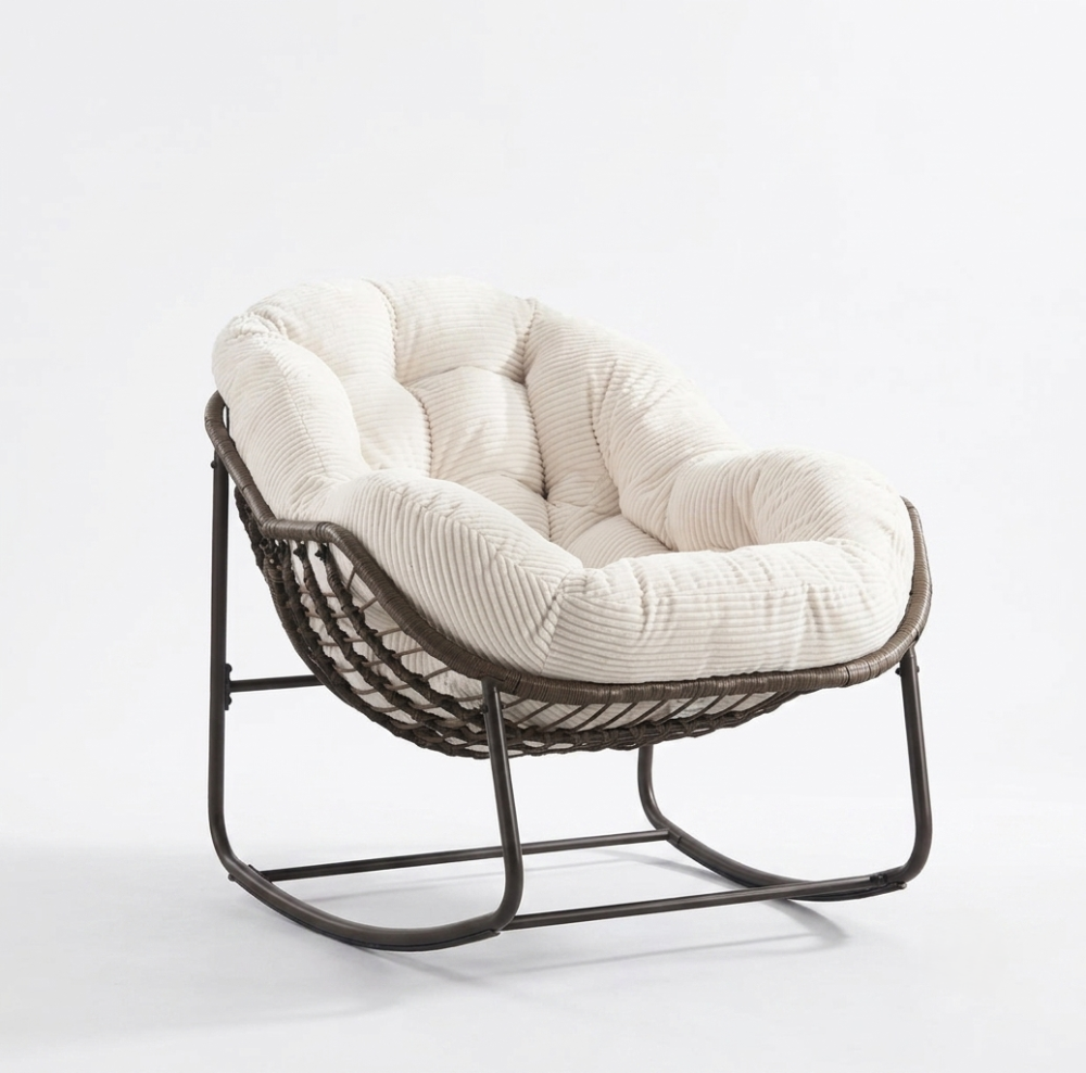 MALO – Fauteuil Papasan à Bascule en Velours Côtelé XXL