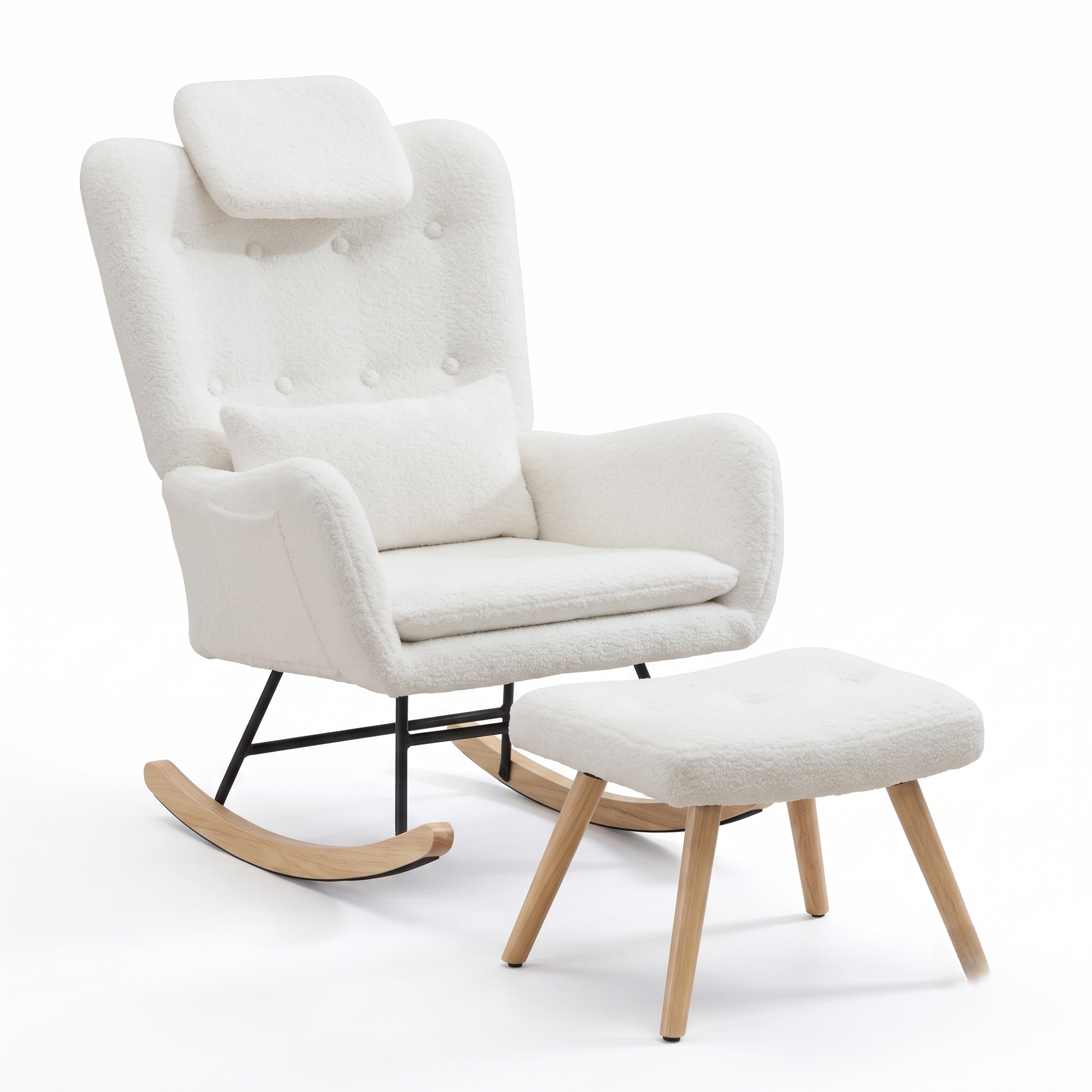 AMMA – Fauteuil à Bascule Ergonomique en Velours & Soutien Lombaire