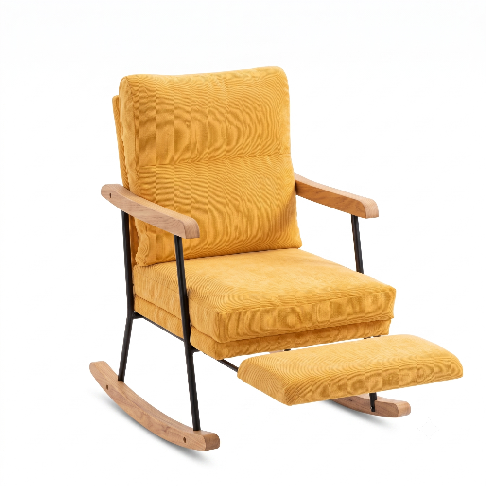 SAFFRON - Fauteuil Rocking-Chair En Velours Côtelé
