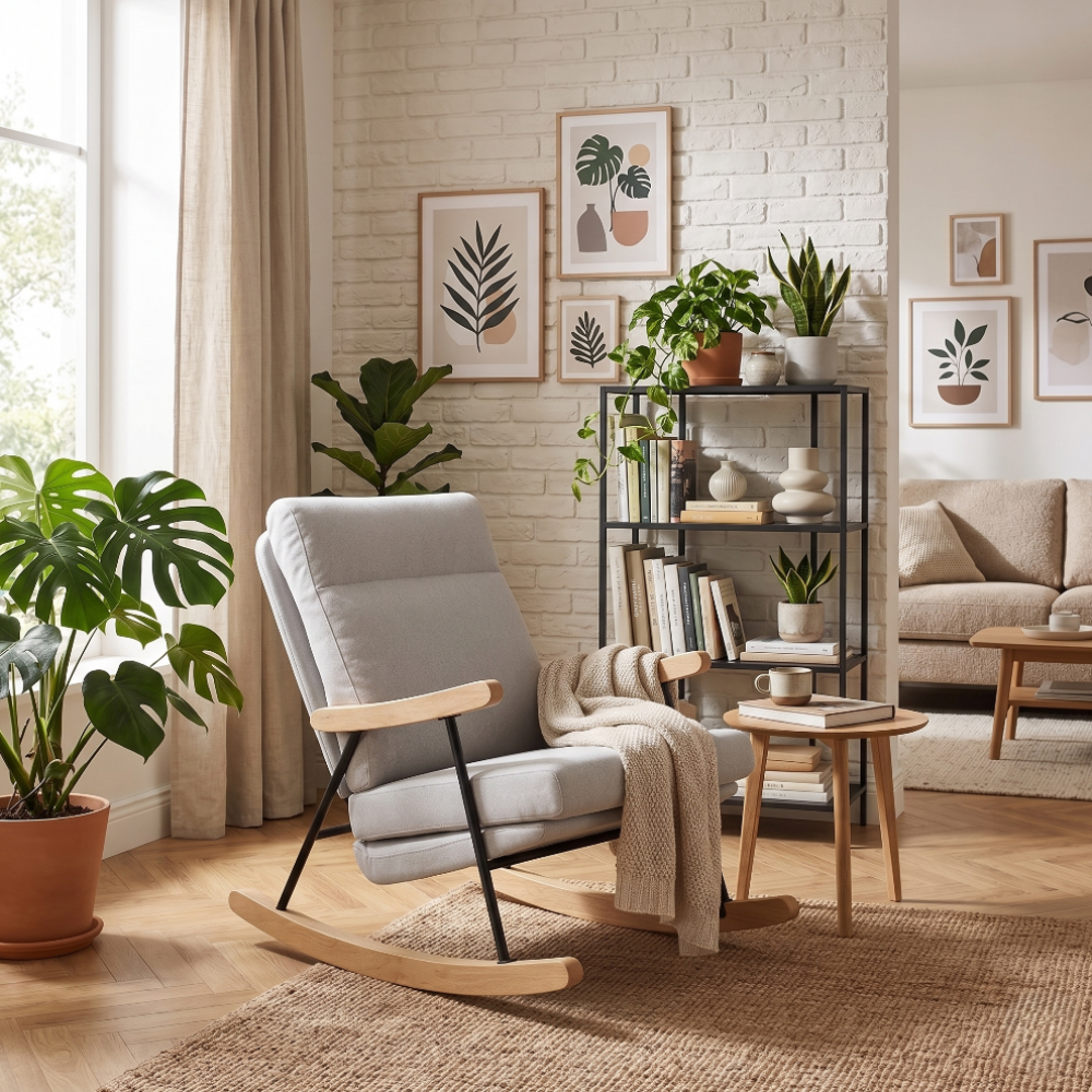 SAFFRON - Fauteuil Rocking-Chair En Velours Côtelé