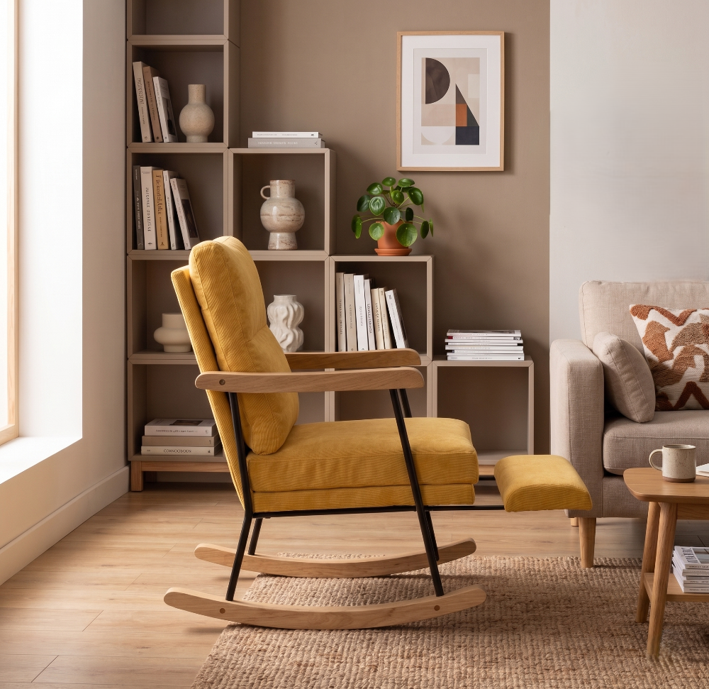 SAFFRON - Fauteuil Rocking-Chair En Velours Côtelé