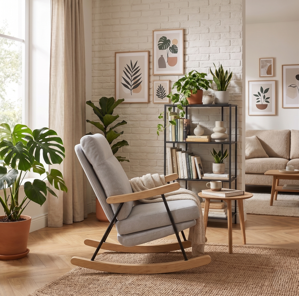 SAFFRON - Fauteuil Rocking-Chair En Velours Côtelé