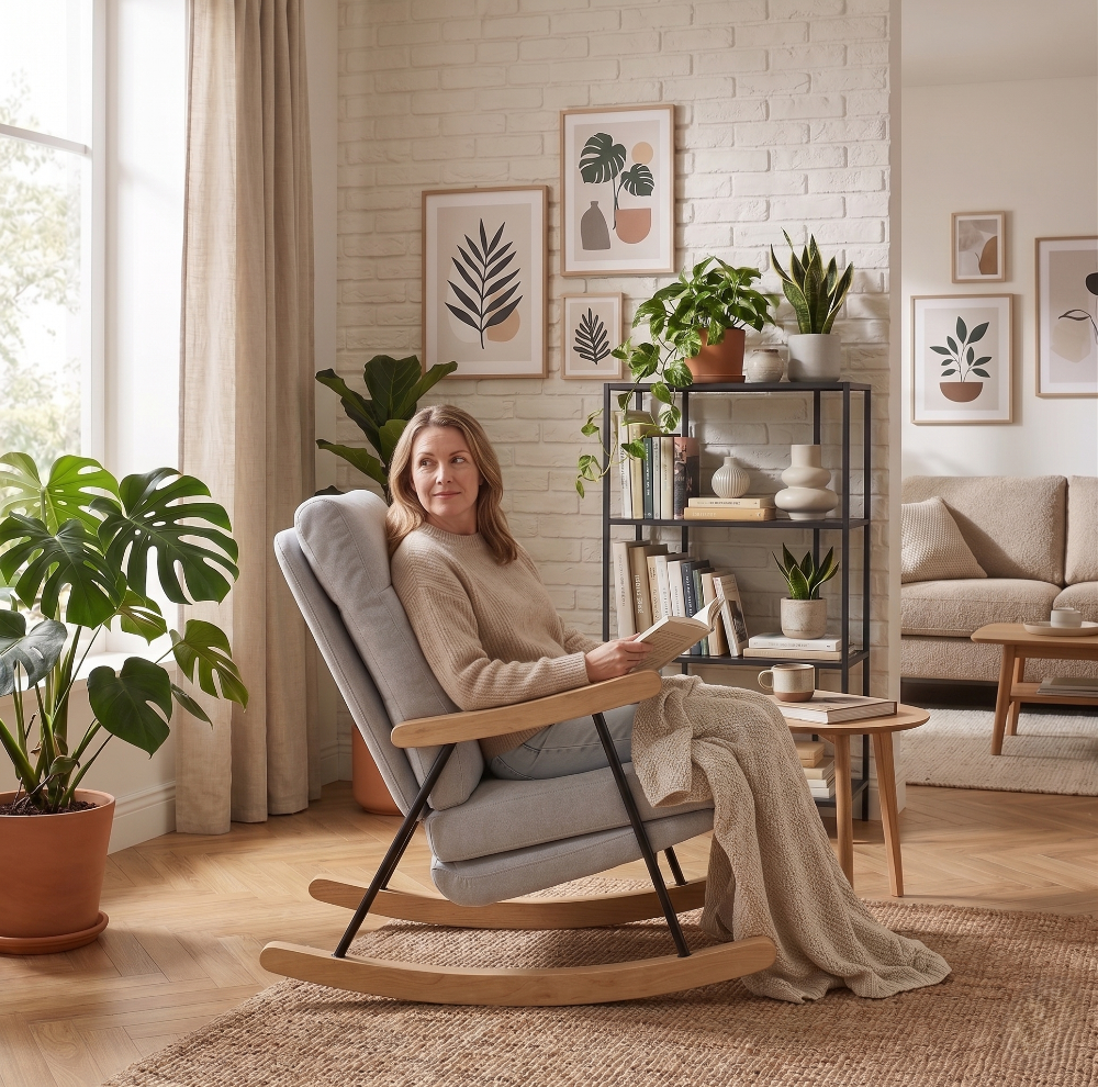 SAFFRON - Fauteuil Rocking-Chair En Velours Côtelé