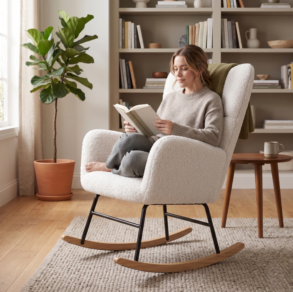 LANA - Fauteuil À Bascule Bouclette