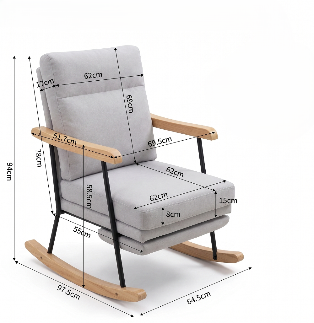 SAFFRON - Fauteuil Rocking-Chair En Velours Côtelé