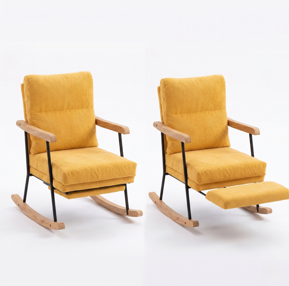SAFFRON - Fauteuil Rocking-Chair En Velours Côtelé