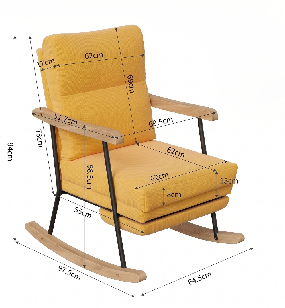 SAFFRON - Fauteuil Rocking-Chair En Velours Côtelé